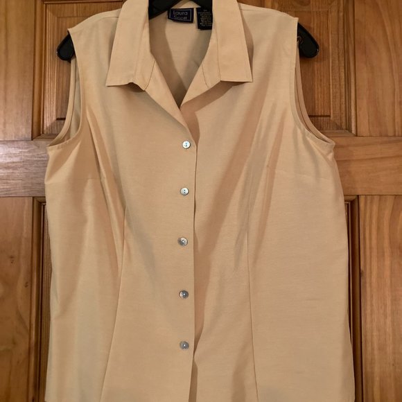 NWOT Vintage Laura Scott Sleeveless Collared Top Blouse Size 14 - Picture 2 of 8